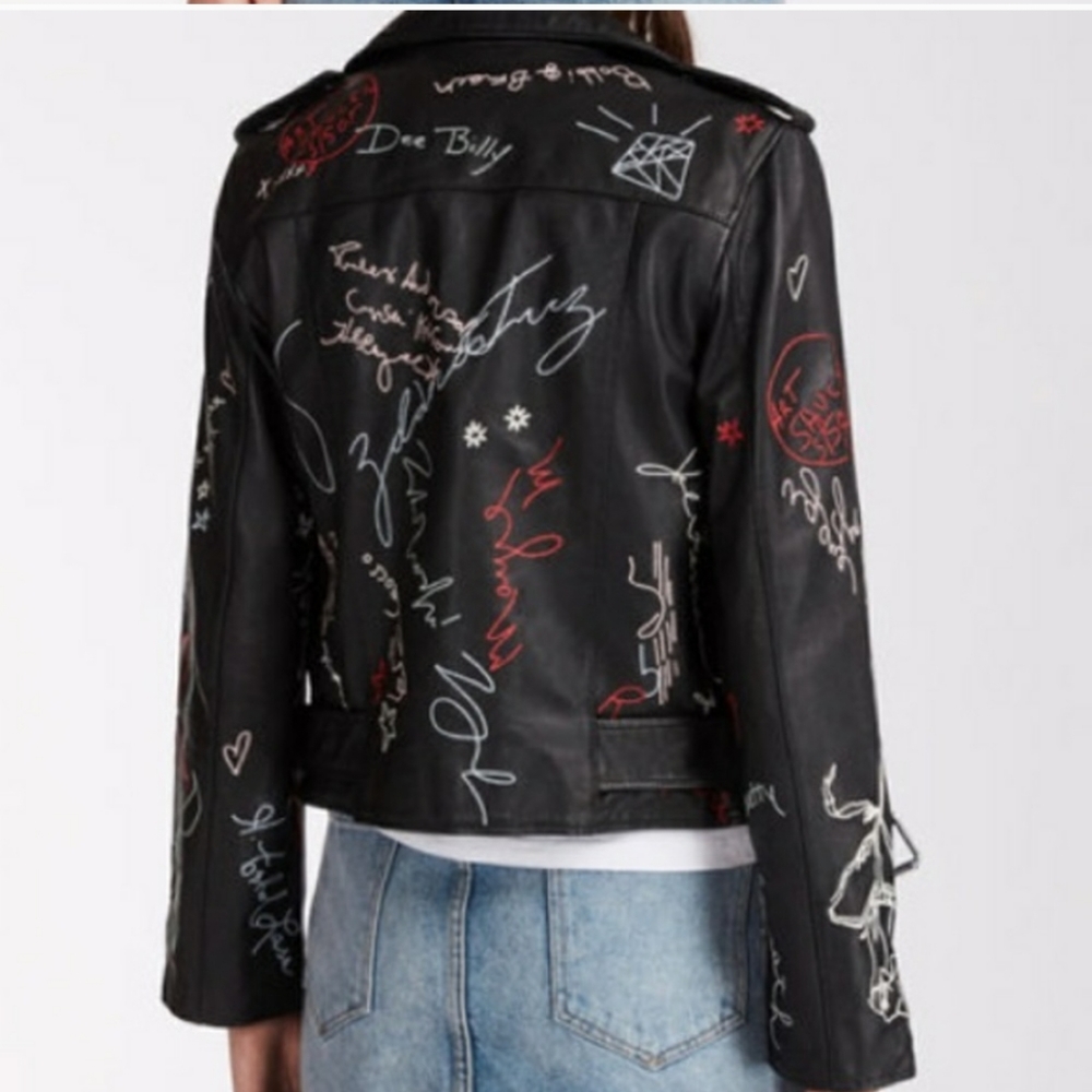 AllSaints Graff Balfern Leather jacket limited edition size 4 - Picture 2 of 9